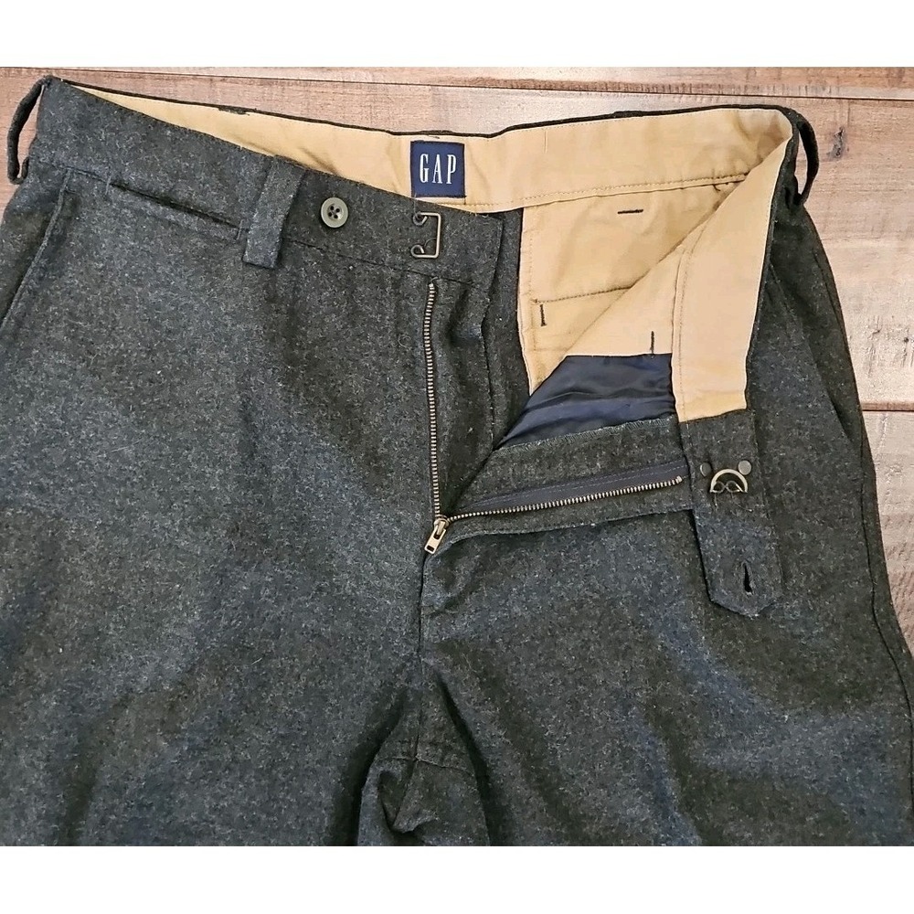 Gap Mens Gray Wool Blend Flat Front Straight Leg Trousers Dress Pants Size 36/34